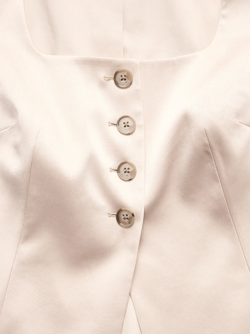 Satin Square-Neck Long Vest