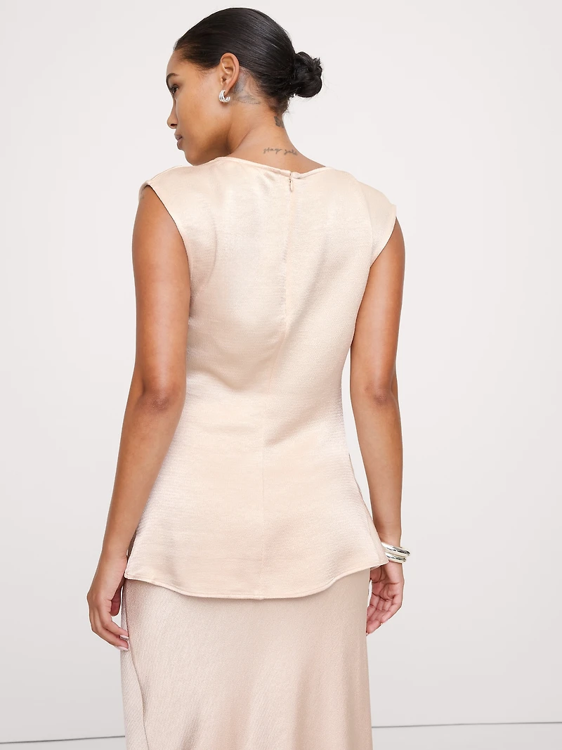 Hammered Satin Draped Top