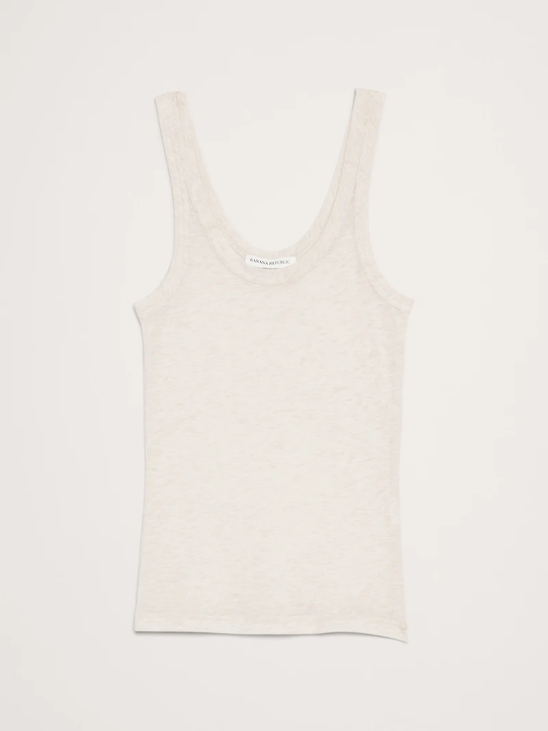 Sheer Lyocell-Wool Scoop-Neck Tank
