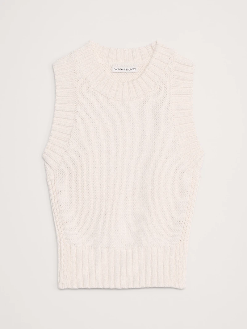 Cotton-Silk Cropped Sweater Tank