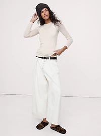 Sheer Lyocell-Wool Scoop-Neck Tank