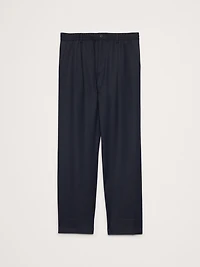 Relaxed Pleated Pull-On Twill Dress Pant