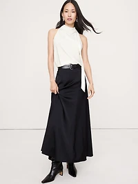 Matte Jersey Scarf-Neck Top