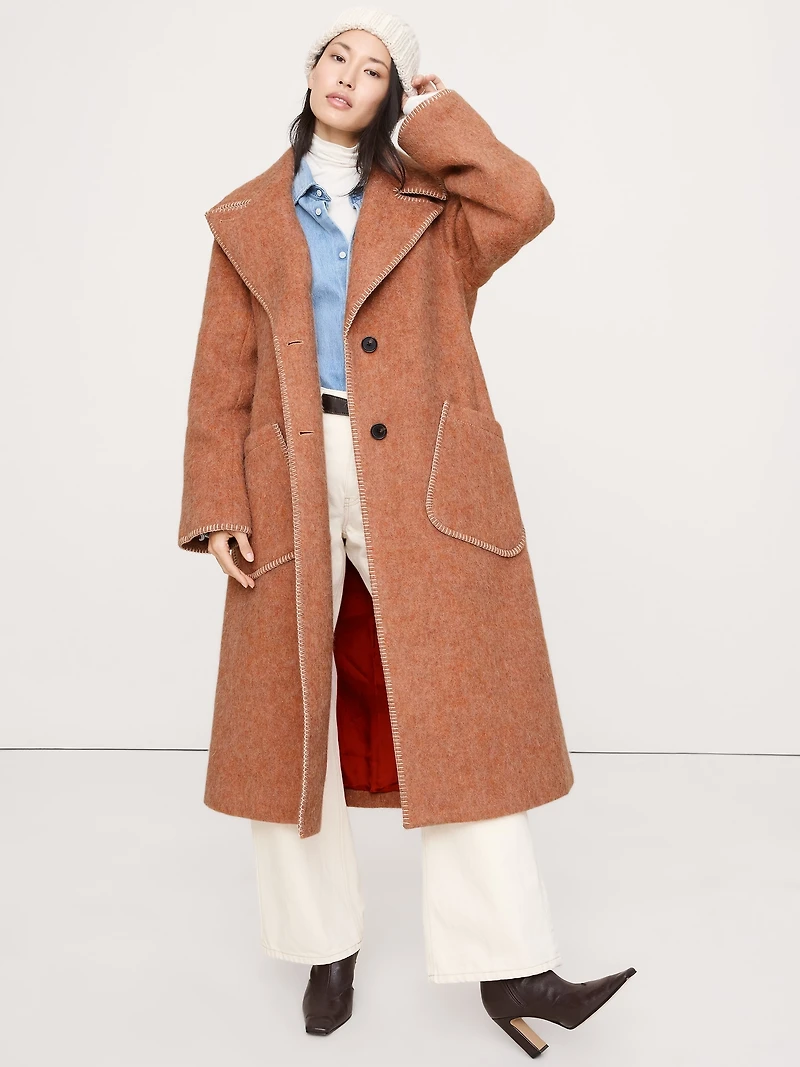 Fuzzy Italian Wool-Blend Top Coat