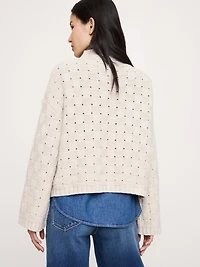 Merino-Cotton Basketweave Sweater