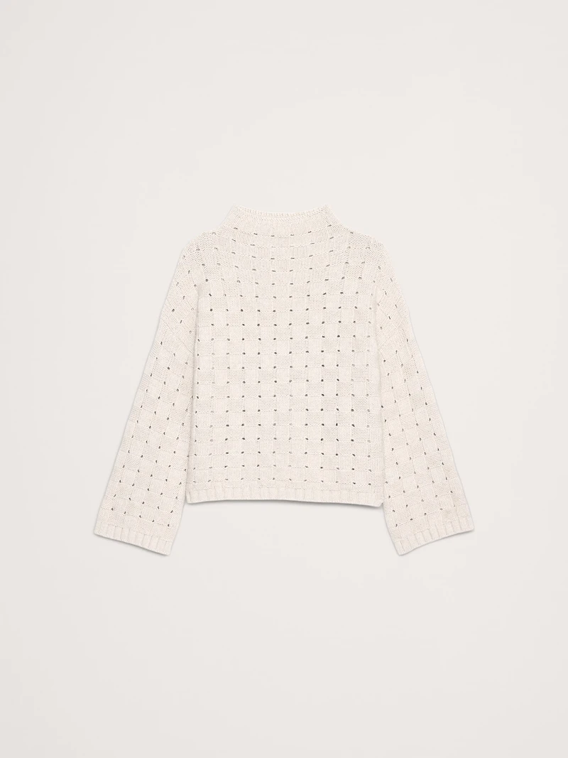 Merino-Cotton Basketweave Sweater