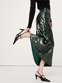 Bias-Cut Sequin Maxi Skirt