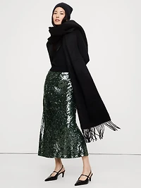 Bias-Cut Sequin Maxi Skirt