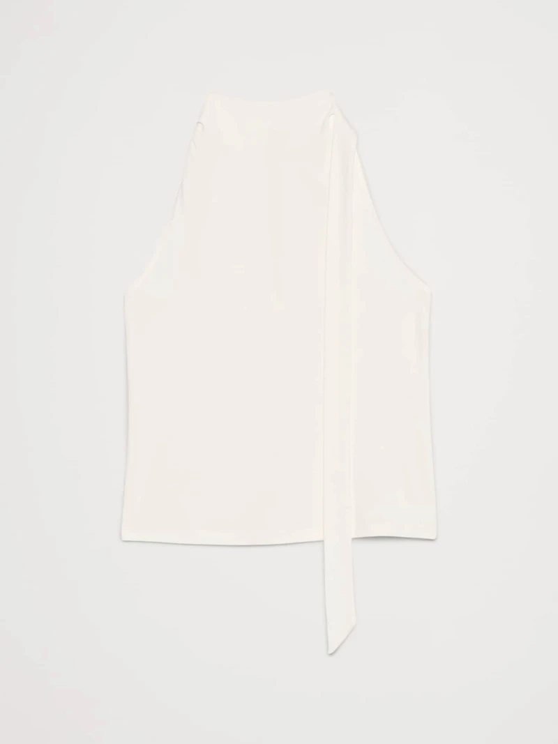 Matte Jersey Scarf-Neck Top