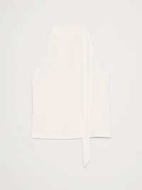 Matte Jersey Scarf-Neck Top