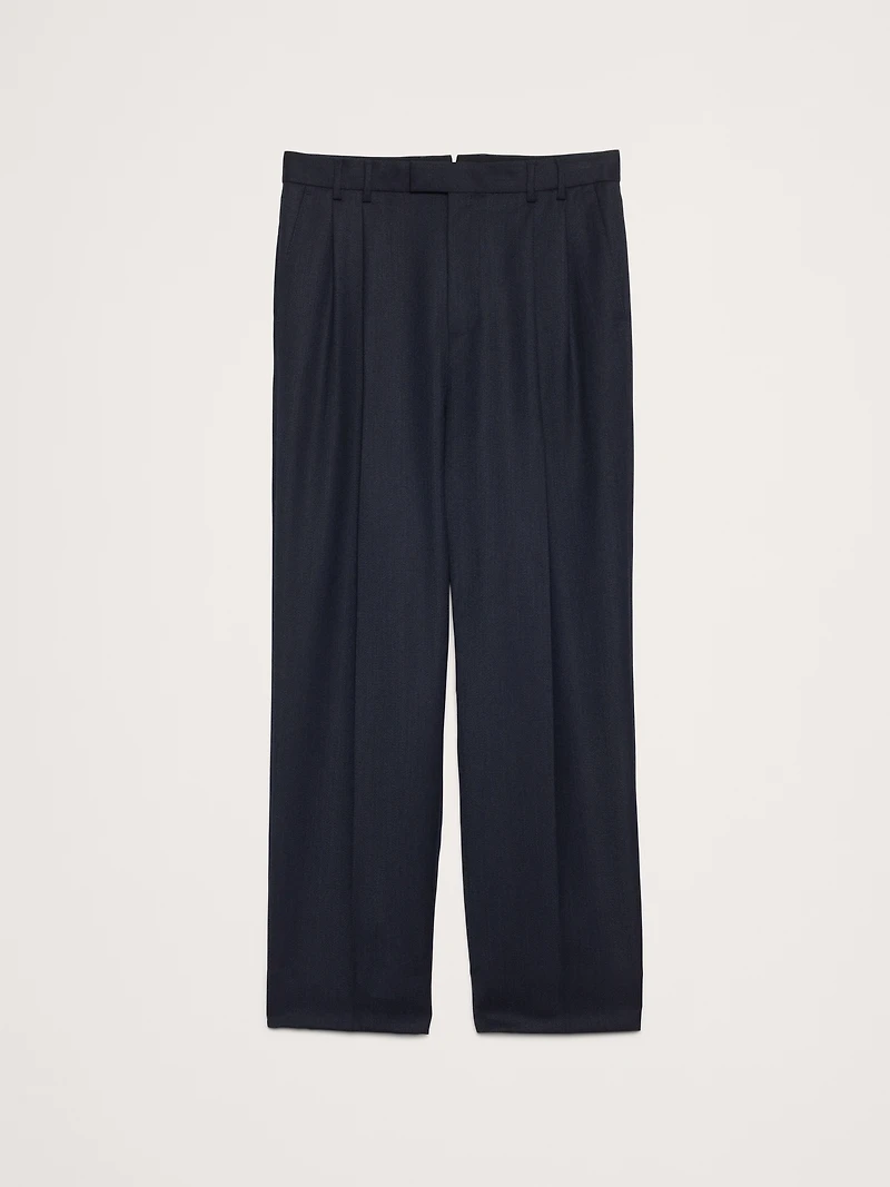 Straight Pleated Twill Dress Pant
