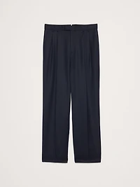 Straight Pleated Twill Dress Pant