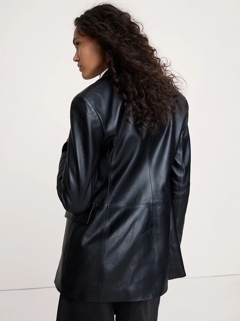 Fitted Leather Blazer
