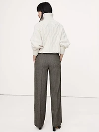 Wide-Leg Flannel Drawstring Pull-On Pant