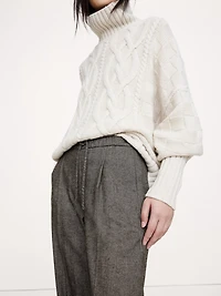 Wide-Leg Flannel Drawstring Pull-On Pant