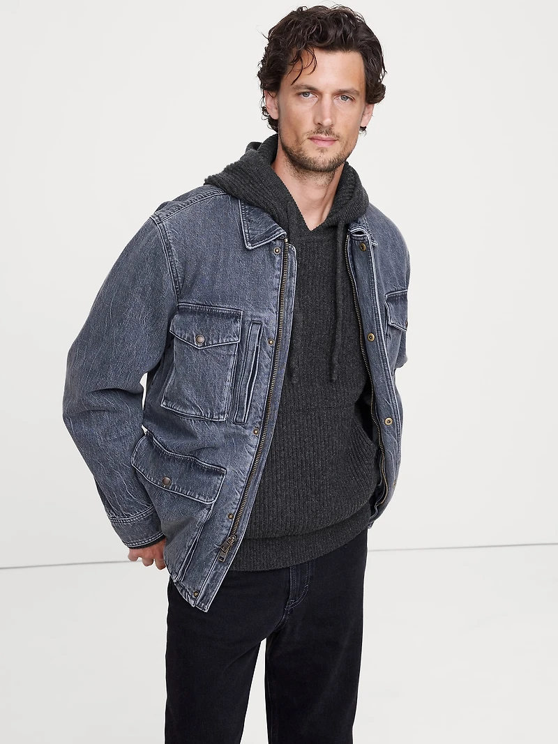 Merino-Cotton Sweater Hoodie