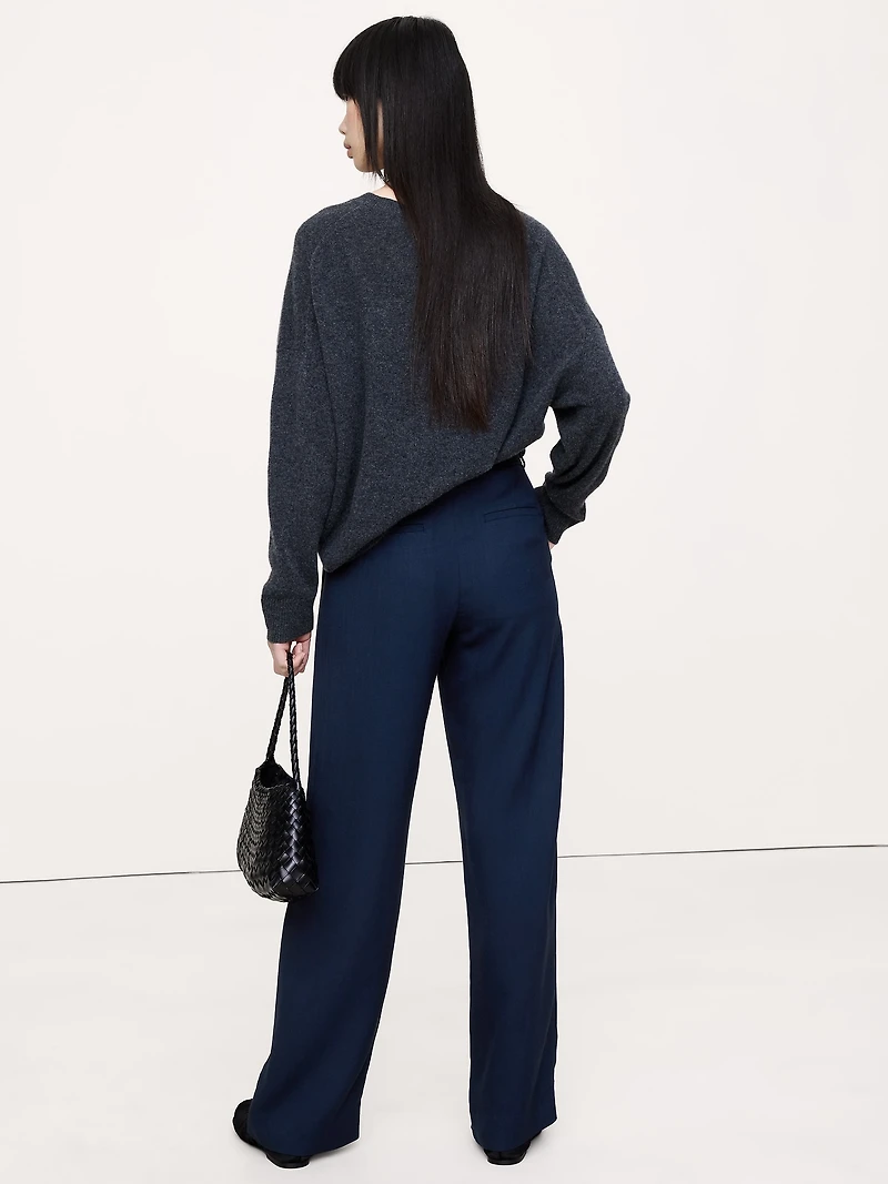 The Soho Pleated Wide-Leg Pant Drapey Twill
