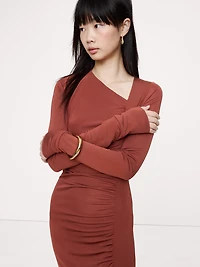 Matte Jersey Ruched Maxi Dress