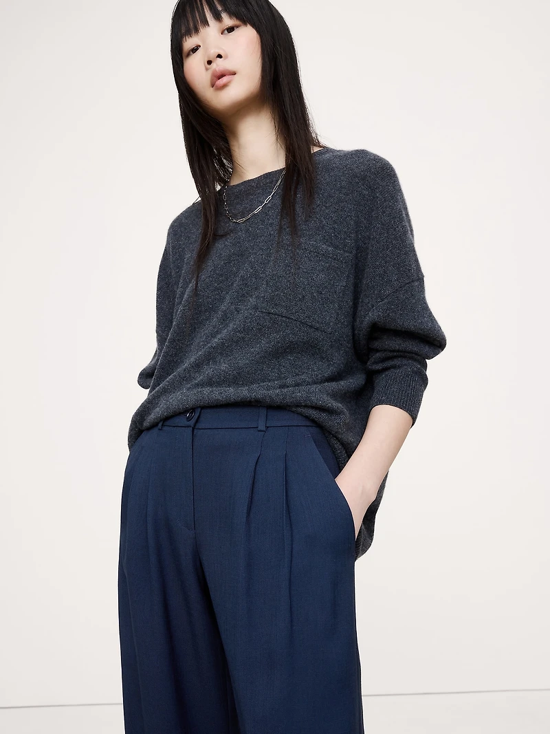 The Soho Pleated Wide-Leg Pant Drapey Twill