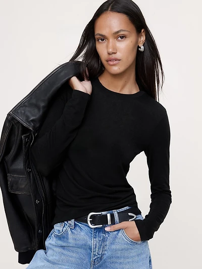 Sheer Lyocell-Wool Long-Sleeve T-Shirt