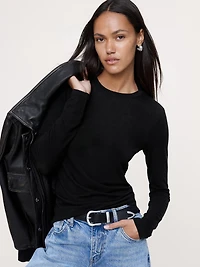 Sheer Lyocell-Wool Long-Sleeve T-Shirt