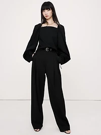 Stretch-Cotton Square-Neck Top