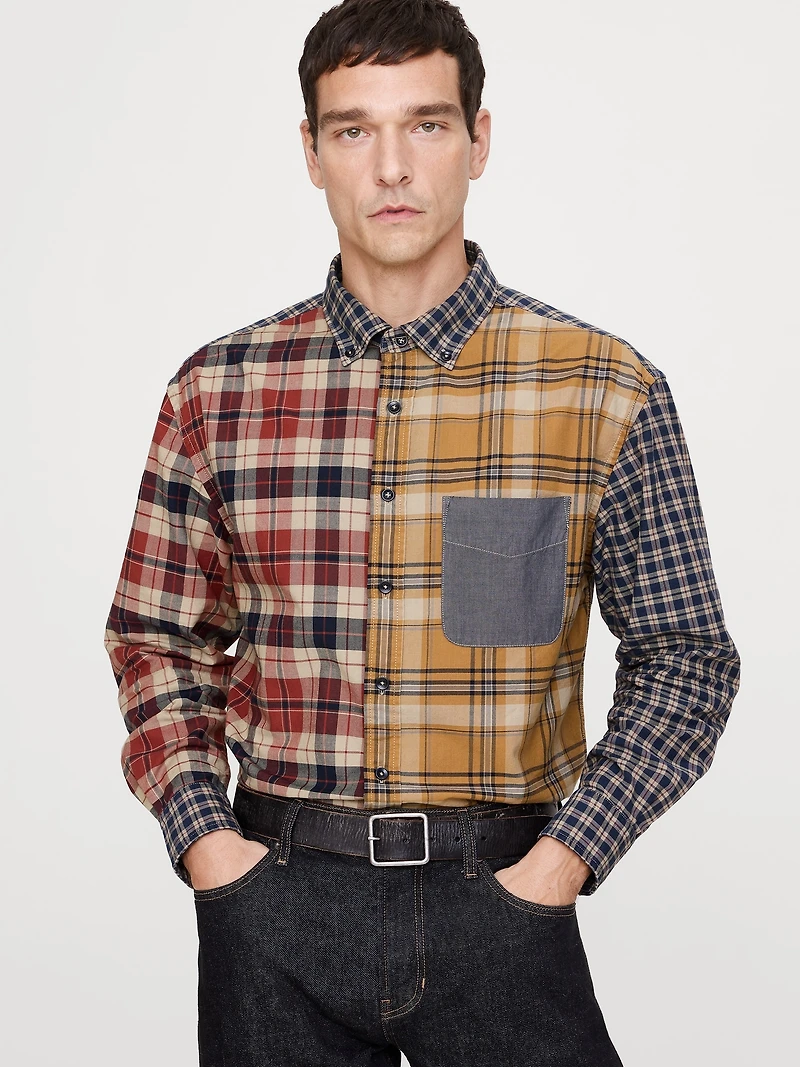 Relaxed-Fit Patchwork Oxford Shirt