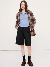 High-Rise Flannel Bermuda Short