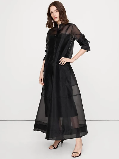 Organza Maxi Shirt Dress