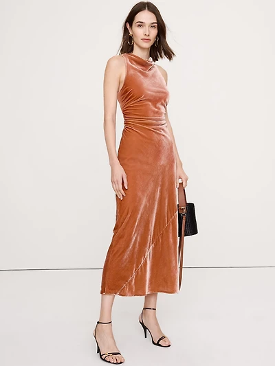Velvet Cowl-Neck Gown