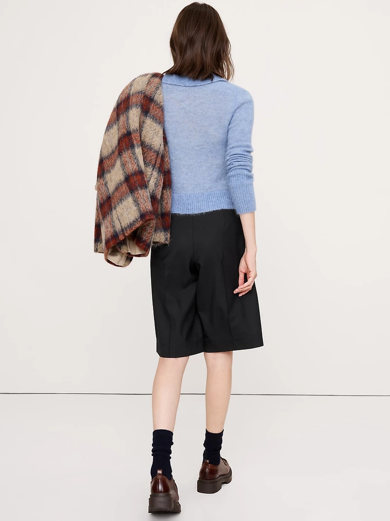 High-Rise Flannel Bermuda Short