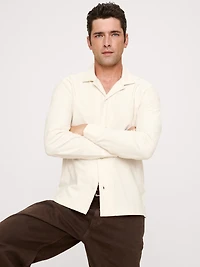 Herringbone Cotton Long-Sleeve Resort Shirt