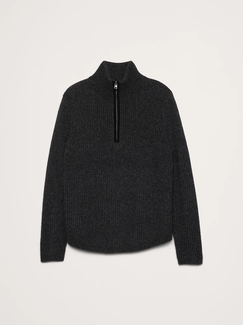 Alpaca-Wool Blend Half-Zip Sweater
