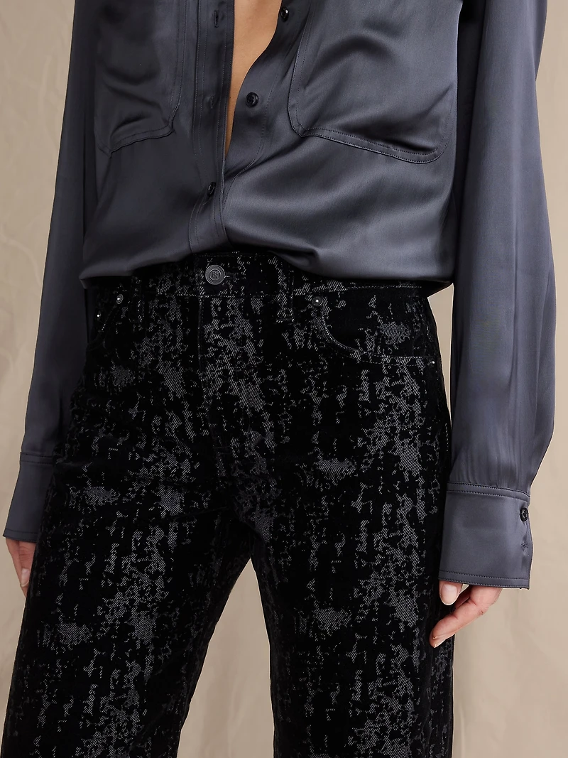 Mid-Rise 90S Loose Flocked Jean