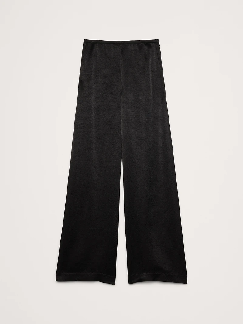High-Rise Wide-Leg Hammered Satin Palazzo Pant
