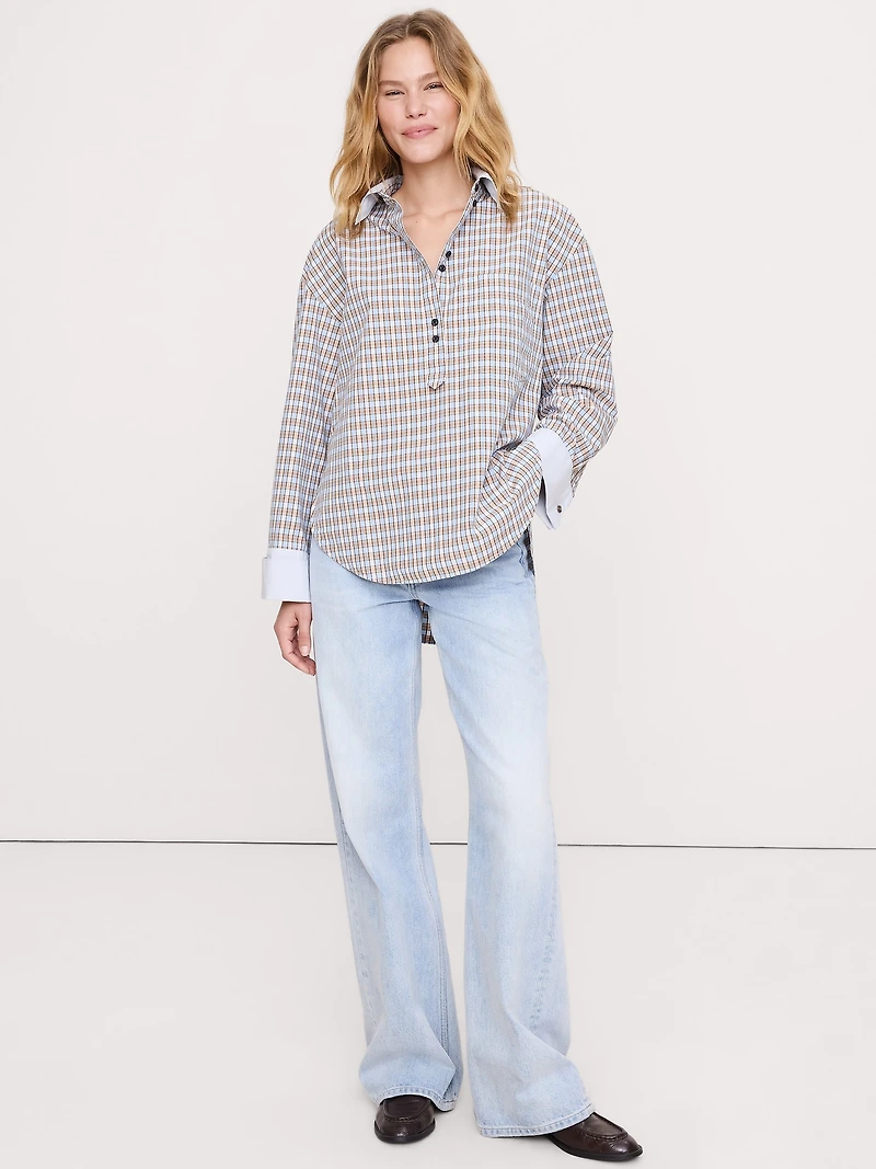 Oversized Cotton Poplin Banker Shirt