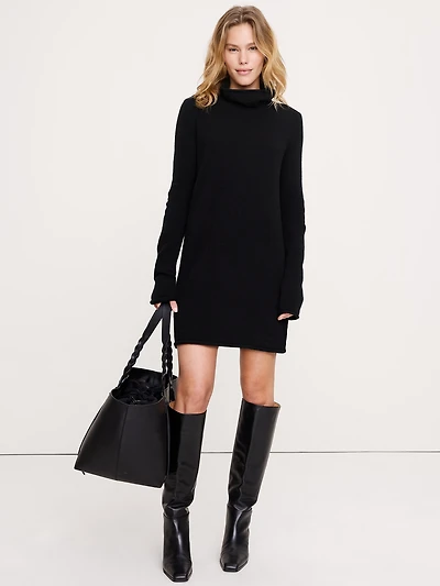 Lightweight Cashmere Turtleneck Mini Dress