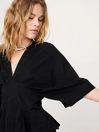 Stretch-Cotton Pleated Top