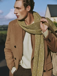 Chunky Alpaca-Wool Blend Ribbed Scarf