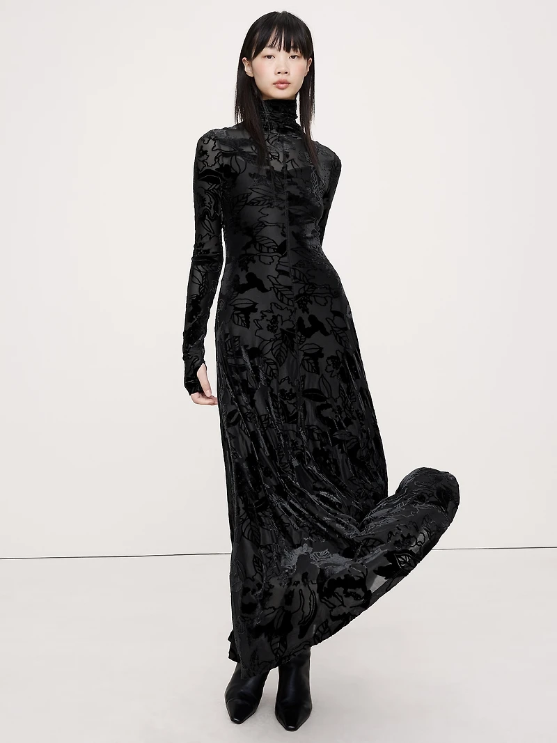Burnout Velvet Maxi Dress