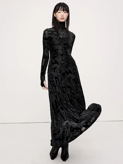 Burnout Velvet Maxi Dress