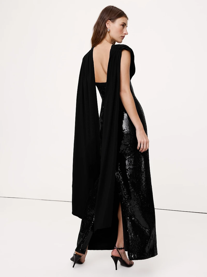 Sequin & Georgette Maxi Dress