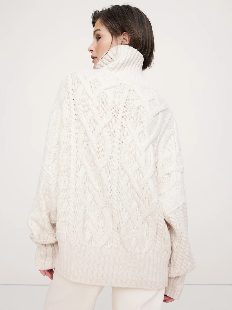 Italian Merino-Blend Mixed-Stitch Sweater
