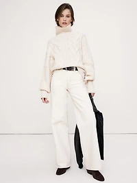 Italian Merino-Blend Mixed-Stitch Sweater