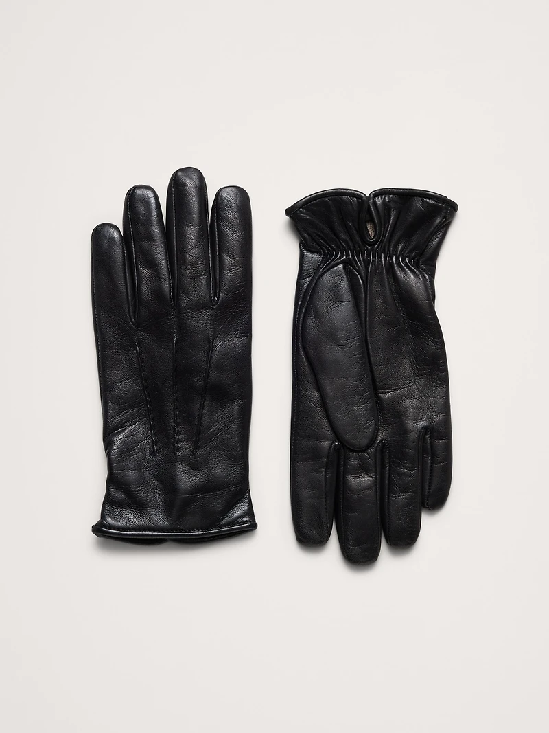 Italian Leather Cashmere-Lined Gloves