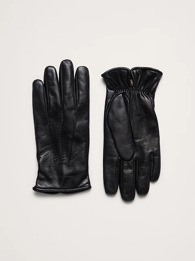 Italian Leather Cashmere-Lined Gloves