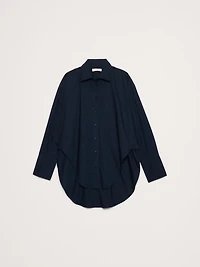 Cotton Poplin Curve-Hem Shirt