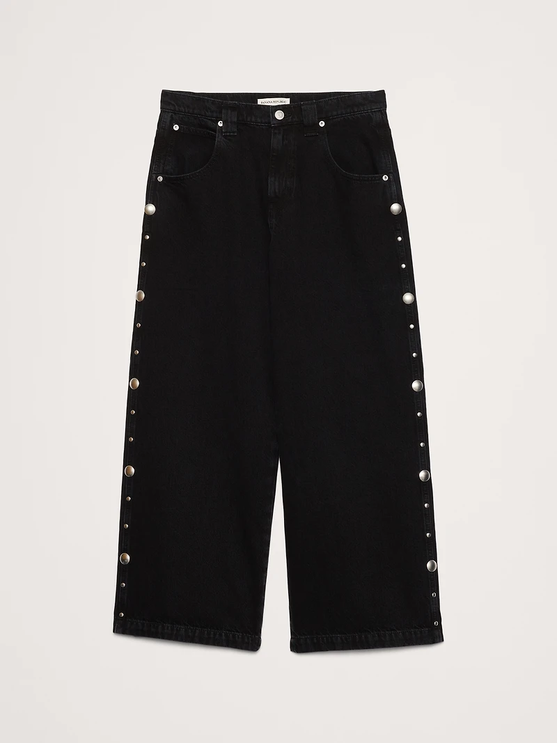 Low-Rise Loose Studded Ankle Jean