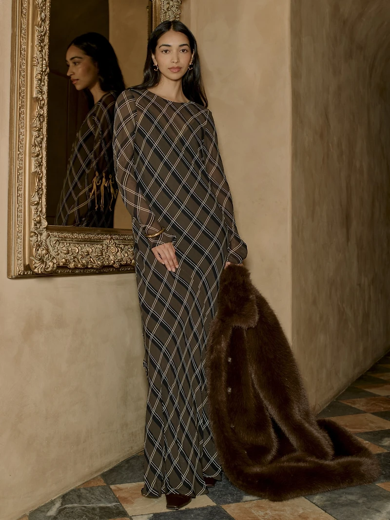 Bias-Cut Chiffon Maxi Dress