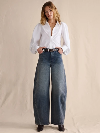 High-Rise Loose Barrel Jean